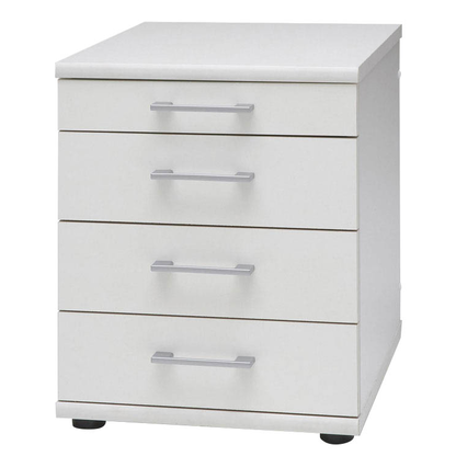 Artikelbild für MÖBELPARTNER Cimal Standcontainer weiß 4 Auszüge Kunststoff-Bügelgriff silber 42,0 x 50,0 x 52,0 cm, Artikelnummer 416446