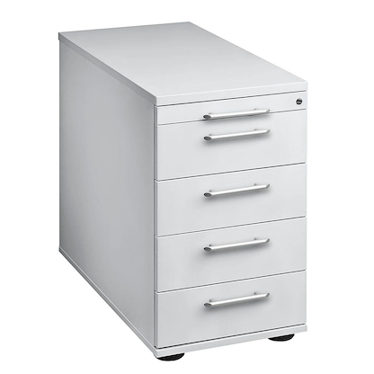 Artikelbild für HAMMERBACHER Gradeo Standcontainer lichtgrau 5 Auszüge Kunststoff-Relinggriff silber 42,8 x 80,0 x 72,0 - 76,0 cm, Artikelnummer 385948