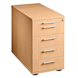 Artikelbild 1 für HAMMERBACHER Gradeo Standcontainer buche 5 Auszüge Kunststoff-Relinggriff silber 42,8 x 80,0 x 72,0 - 76,0 cm, Artikelnummer 385955