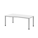 Artikelbild 1 für HAMMERBACHER HS18 höhenverstellbarer Schreibtisch weiß Trapezform, 4-Fuß-Gestell silber 180,0 x 80,0/100,0 cm, Artikelnummer 589978