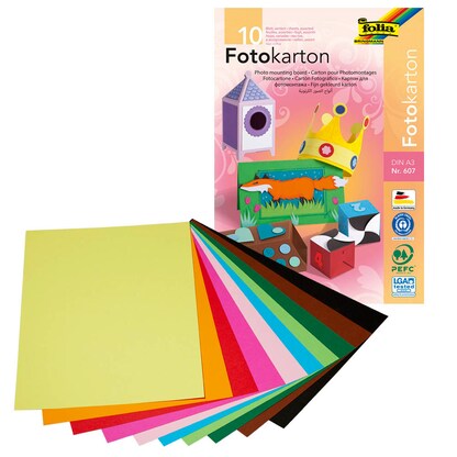 Artikelbild für folia Fotokarton farbsortiert 300 g/qm 10 Blatt, Artikelnummer 132694