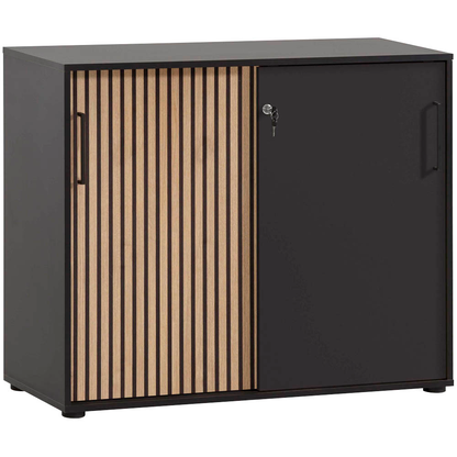 Artikelbild für MÖBELPARTNER Schiebetürenschrank Hank, 701972 schwarz, eiche 1 Fachboden 100,1 x 41,0 x 83,6 cm, Artikelnummer 336699