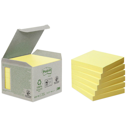 Artikelbild für Post-it® Recycling Notes 654 Haftnotizen gelb, 6 Blöcke, Artikelnummer 518557