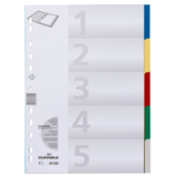 Artikelbild 1 für DURABLE Ordnerregister DIN A4 Vollformat blanko blau, gelb, rot, grün, grau 5-teilig, 1 Satz, Artikelnummer 147199