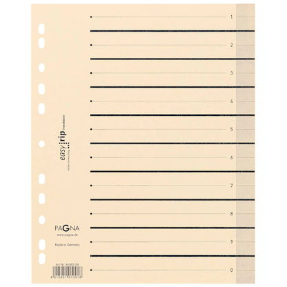 Artikelbild für PAGNA Trennblätter Easy Rip DIN A4 1-0 chamois/schwarz, 225 g/qm, 100 St., Artikelnummer 315832