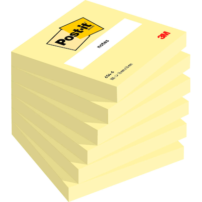 Artikelbild für Post-it® Notes 654 Haftnotizen gelb, 6 Blöcke, Artikelnummer 518524