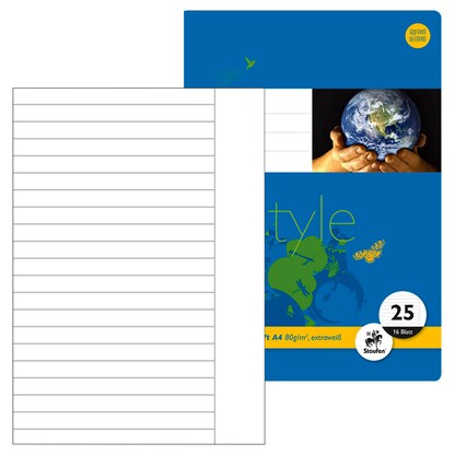 Artikelbild für Staufen® Schulhefte Lineatur 25 liniert DIN A4 Außenrand, 16 Blatt, 10 St., Artikelnummer 717694