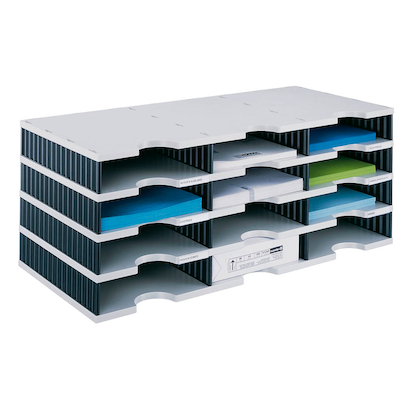 Artikelbild für styro Sortierstation Styrodoc grau/schwarz mit 12 Fächern, Artikelnummer 435750