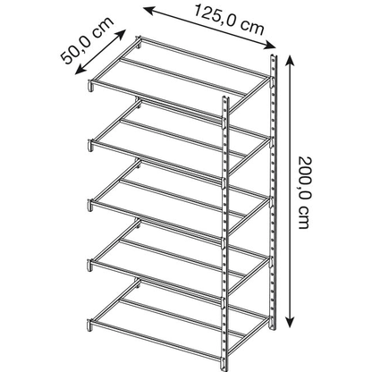 Artikelbild 2 für Manorga Anbau-Schwerlastregal ZA22505NS lichtgrau 125,0 x 50,0 x 200,0 cm, Artikelnummer 227629