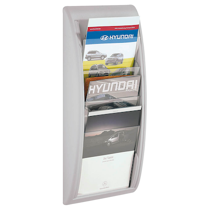 Artikelbild für PAPERFLOW Wandprospekthalter Kompakt grau DIN A4 hoch 4 Fächern 28,5 x 9,0 x 65,5 cm, 1 St., Artikelnummer 535690