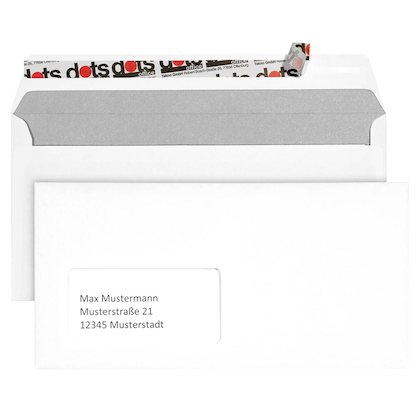 Artikelbild für dots Briefumschläge DIN lang mit Fenster weiß haftklebend 250 St., Artikelnummer 118091