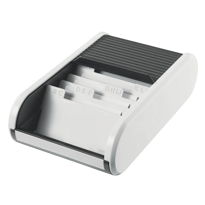 Artikelbild für helit Visitenkartenbox weiß/schwarz, für bis zu 300 Visitenkarten, Artikelnummer 138859