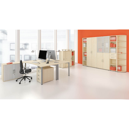 Artikelbild 4 für geramöbel Flex Schreibtisch ahorn, silber quadratisch, 4-Fuß-Gestell silber 80,0 x 80,0 cm, Artikelnummer 880125