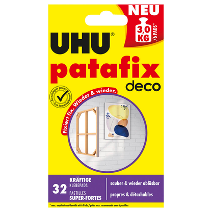 Artikelbild für UHU deco doppelseitige Klebepads für max. 3,0 kg, 1,6 x 1,8 cm, 32 St., Artikelnummer 907860