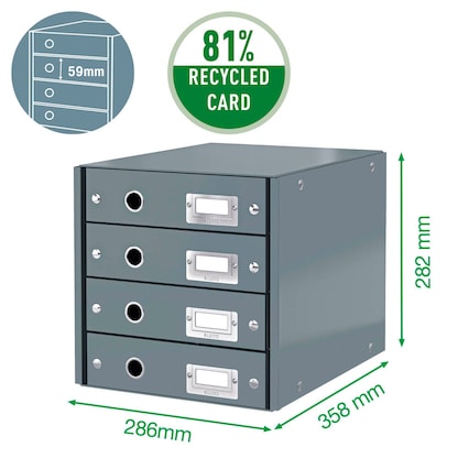 Artikelbild 3 für LEITZ Schubladenbox Click & Store weiß 60490001, DIN A4 mit 4 Schubladen, 1 St., Artikelnummer 682997