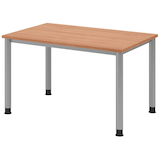Artikelbild 1 für HAMMERBACHER HS12 höhenverstellbarer Schreibtisch nussbaum rechteckig, 4-Fuß-Gestell silber 120,0 x 80,0 cm, Artikelnummer 589768