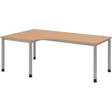 Artikelbild 1 für HAMMERBACHER HS82 höhenverstellbarer Schreibtisch eiche L-Form, 5-Fuß-Gestell silber 200,0 x 80,0/120,0 cm, Artikelnummer 590051