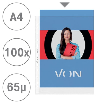 Artikelbild 5 für VON LEITZ Prospekthüllen DIN A4 transparent genarbt 0,065 mm, 100 St., Artikelnummer 635419