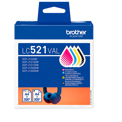 Artikelbild 2 für brother LC-521VAL schwarz, cyan, magenta, gelb Druckerpatronen, 4er-Set, Artikelnummer 673818