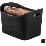 Artikelbild 1 für relaxdays Kunstleder XL Kaminholzkorb 27,0 l schwarz 55,0 x 42,5 x 35,5 cm, 1 St., Artikelnummer 352084