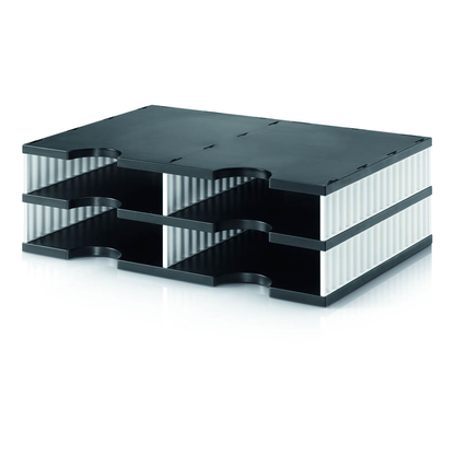 Artikelbild 2 für styro Sortierstation styrodoc duo black & white schwarz/weiß mit 4 Fächern, Artikelnummer 403651