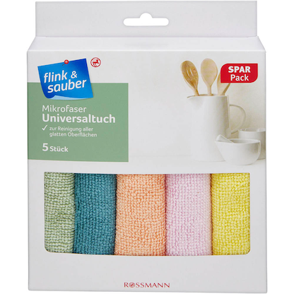 Artikelbild für flink & sauber Mikrofasertücher Polyester 60 °C waschbar, 5 St., Artikelnummer 212904
