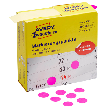 Artikelbild für AVERY Zweckform Klebepunkte 3850 magenta Ø 10,0 mm, 800 St., Artikelnummer 416103
