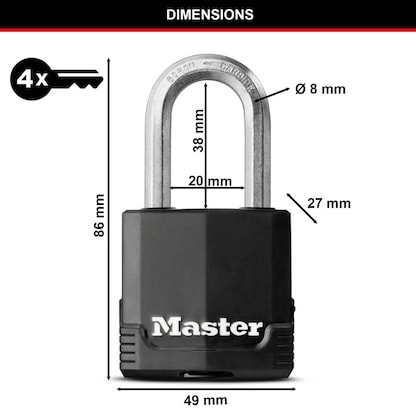 Artikelbild 2 für Master Lock® Vorhängeschloss M115EURDLF schwarz, 1 St., Artikelnummer 727501