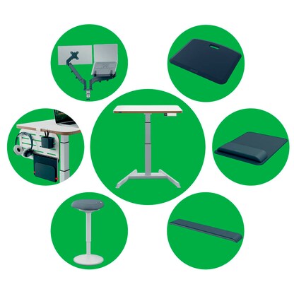 Artikelbild 13 für LEITZ Ergo elektrisch höhenverstellbarer Schreibtisch weiß rechteckig, A-Fuß-Gestell weiß 80,0 x 60,0 cm, Artikelnummer 401487