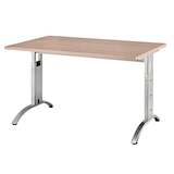 Artikelbild 1 für HAMMERBACHER FS12 höhenverstellbarer Schreibtisch nussbaum rechteckig, C-Fuß-Gestell silber 120,0 x 80,0 cm, Artikelnummer 866975
