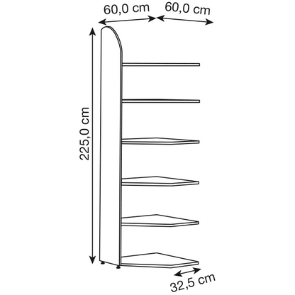 Artikelbild 2 für Kerkmann Eckregal Dante weiß 60,0 x 32,5 - 60,0 x 225,0 cm, 1 St., Artikelnummer 659128