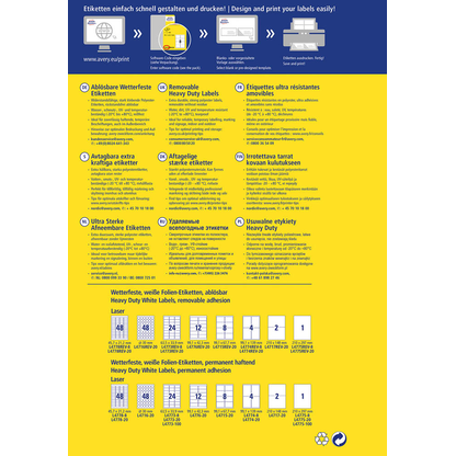 Artikelbild 17 für AVERY Zweckform wetterfeste Folienetiketten L4773REV-20 weiß 63,5 x 33,9 mm, 20 Blatt, Artikelnummer 446500