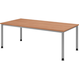Artikelbild 1 für HAMMERBACHER HS2E höhenverstellbarer Schreibtisch nussbaum rechteckig, 4-Fuß-Gestell silber 200,0 x 100,0 cm, Artikelnummer 590120