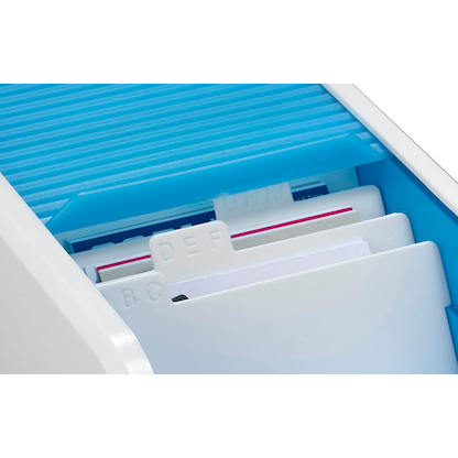 Artikelbild 4 für helit Visitenkartenbox weiß/hellblau, für bis zu 300 Visitenkarten, Artikelnummer 451757