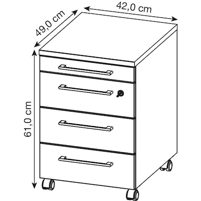 Artikelbild 2 für GERMANIA Agenda Office Rollcontainer lichtgrau 4 Auszüge 42,0 x 49,0 x 61,0 cm, Artikelnummer 121802
