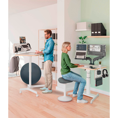 Artikelbild 21 für LEITZ Ergo elektrisch höhenverstellbarer Schreibtisch weiß rechteckig, A-Fuß-Gestell weiß 80,0 x 60,0 cm, Artikelnummer 401487