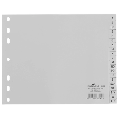 Artikelbild für DURABLE Ordnerregister DIN A4 Halbformat A-Z grau 20-teilig, 1 St., Artikelnummer 456509