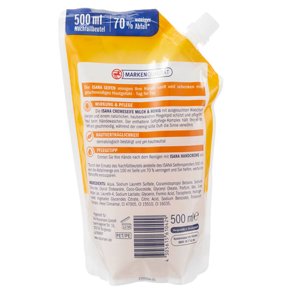 Artikelbild 4 für ISANA Milch & Honig Flüssigseife Nachfüllpackung 500 ml, Artikelnummer 386567