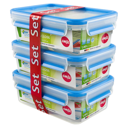 Artikelbild für emsa Frischhaltedosen CLIP & CLOSE 7,0 cm hoch transparent 1,0 l, 3 St., Artikelnummer 670022