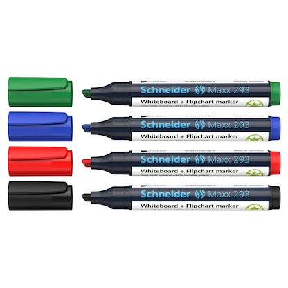 Artikelbild für Schneider Maxx 293 Whiteboard- und Flipchart-Marker farbsortiert 2,0 - 5,0 mm, 4 St., Artikelnummer 154353