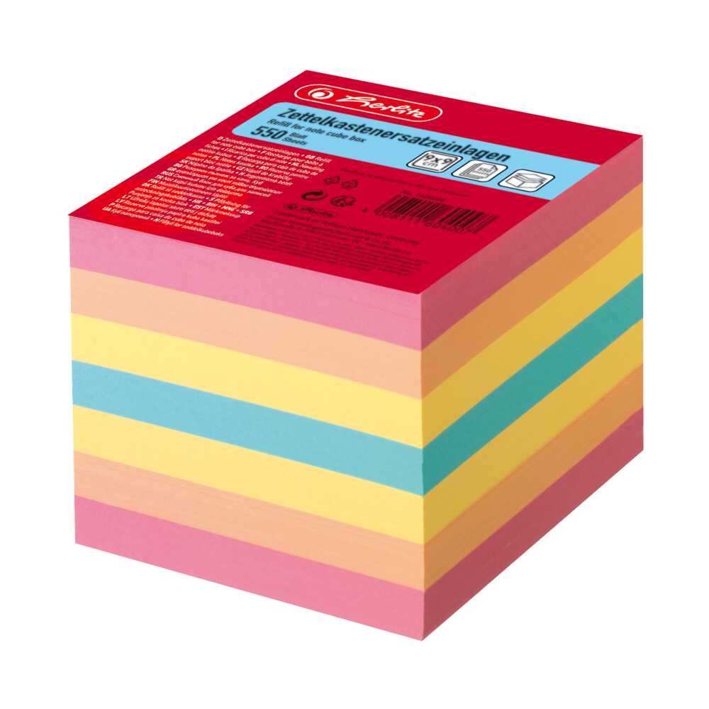 Notizzettel herlitz Notizzettel lose farbsortiert 9,0 x 9,0 cm, 550 Blatt, 1 St ...