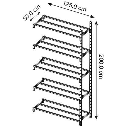 Artikelbild 2 für Manorga Anbau-Schwerlastregal ZA22305NS lichtgrau 125,0 x 30,0 x 200,0 cm, Artikelnummer 533455