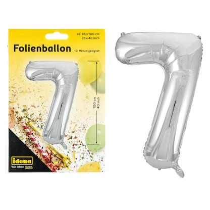 Artikelbild 2 für Idena Folienballon Zahl 7 silber, 1 St., Artikelnummer 252599