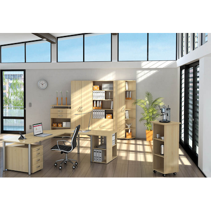 Artikelbild 3 für geramöbel Flex Schreibtisch ahorn, silber L-Form, 5-Fuß-Gestell silber 216,6 x 113,0 cm, Artikelnummer 881173