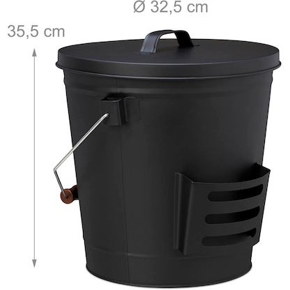 Artikelbild 2 für relaxdays Ascheeimer mit Deckel 19,0 l schwarz, 1 St., Artikelnummer 352092