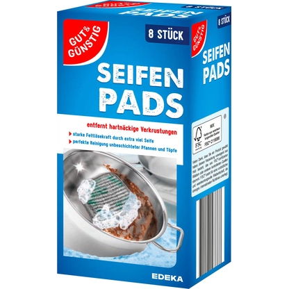 Artikelbild für GUT&GÜNSTIG Seifen Pads Stahlwolle, 8 St., Artikelnummer 988648