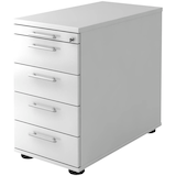 Artikelbild 1 für HAMMERBACHER Solid Standcontainer weiß 5 Auszüge Kunststoff-Relinggriff silber 42,8 x 80,0 x 72,0 - 76,0 cm, Artikelnummer 377806