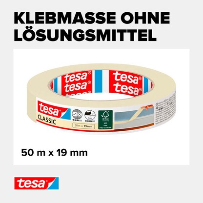 Artikelbild 2 für tesa CLASSIC Kreppband beige 19,0 mm x 50,0 m 1 Rolle, Artikelnummer 724129