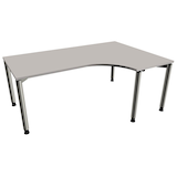 Artikelbild 1 für fm Sidney höhenverstellbarer Schreibtisch lichtgrau C-Form, 4-Fuß-Gestell silber 180,0 x 80,0/120,0 cm, Artikelnummer 510473