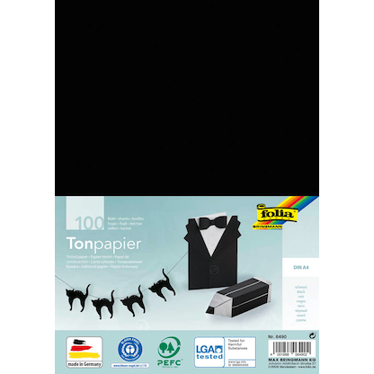 Artikelbild 3 für folia Tonpapier schwarz 130 g/qm 100 Blatt, Artikelnummer 907093